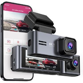 OMBAR Dash Cam 5G WiFi GPS, Dash Cam Front and Inside 4K/2K/1080P+1080P, 64GB Card Included, Dash Camera for Cars with 3.18" LCD Screen, Car Camera with IR Super Night Vision, WDR, G-Sensor, App