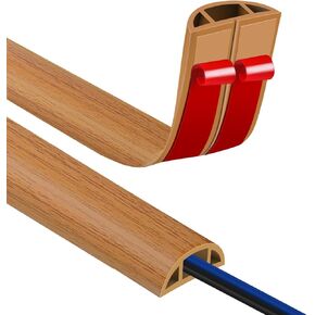 Floor Cord Cover for Wires 12FT Cord Hider Wire Cover Self Adhesive Cable Management for Floors Prevent Cable Trips Cable Floor Cover Cable Cavity 0.3" W x 0.3" H