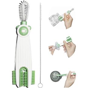 Cup Lid Cleaning Brush Set, 3 Pack Multifunctional Cleaning Brush, Baby Bottle Brushes Set, Water Bottle Cleaner Brush,Home Kitchen Cleaning Tools, Portable Lid Cleaner with Brush(Blue, Red, Green)