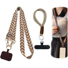2 Pcs (Neck Strapx1, Wrist Strapx1) Crossbody Phone Lanyard, Butterfly Adjustable Phone Rope for Wallet Phone Case ID Badge in Kuwait