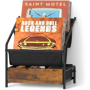 Vinyl Record Storage, 3-Tier Record Holder up 40-60 LPs, Vinyl Record Display Shelf, Record Stand Vinyl Rack, LP Storage Record Organizer Crate for Album Book Magazine, Gifts for Vinyl Record Lovers