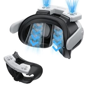 Face Cover Pad with Cooling Fan for Meta Oculus Quest 3 Accessories, 3 Speeds Design, Replaceable PU Leather Face Cushion and Facial Interface, Powerful Air Circulation System Prevent Lens Fogging