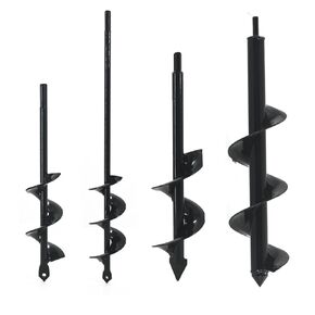 Auger Drill Bit for Planting Set of 4, Garden Ground Earth Spiral Drill Bit for 3/8" Hex Drive Drill, for Post Hole Digger Bulb Bedding Digging Plant Rapid Planter