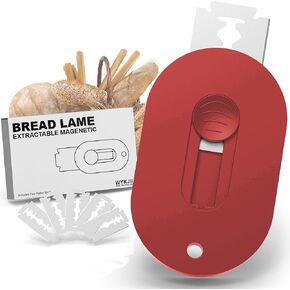 Magnetic Bread Lame, Sourdough Scoring Tool, Retractable Push-Pull Handle for Professional Bread Scoring Tool, Lame Bread Tool,Sourdough Bread Baking Supplies, 5 Razor Blades (Black)
