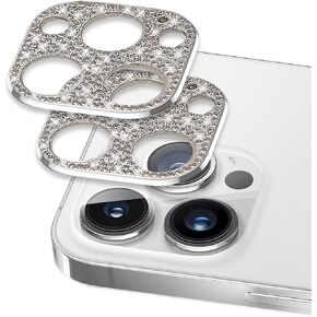 [عبوة من قطعتين] غطاء حماية لعدسة الكاميرا من Omio مصمم لهاتف iPhone 16 Pro Max Bling للنساء والفتيات غطاء عدسة ماسية ثلاثية الأبعاد لامع وكريستال معدني لامع لهاتف iPhone 16 Pro تيتانيوم أبيض in Saudi Arabia