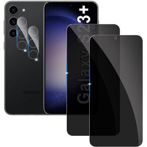 【2+2 Pack】 Privacy Screen Protector for samsung galaxy S23 Plus 9H Tempered Glass Anti-Spy Private Film Compatible for Samsung S23 Plus and (2 Pack) Camera Lens Protector