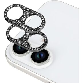 [عبوة من قطعتين] غطاء حماية لعدسة الكاميرا من Omio مصمم لهاتف iPhone 16 Pro Max Bling للنساء والفتيات غطاء عدسة ماسية ثلاثية الأبعاد لامع وكريستال معدني لامع لهاتف iPhone 16 Pro تيتانيوم أبيض