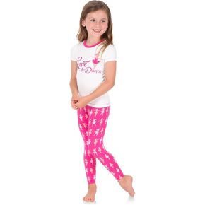 KicKee Graphic Print Short Sleeve Pajama Set, Ultra Soft and Snug Fitting PJs, Matching Top and Bottom Sleepwear Set, Newborn to Baby to Kid Pajamas (Calypso Ballerina - 5 Years)