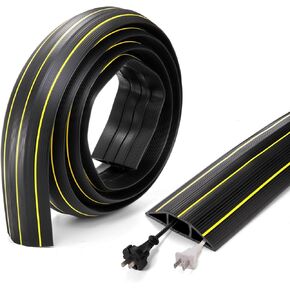 Suwimut 10 Feet Floor Cable Cover Protector, Heavy Duty PVC Duct Extension Wire Covers Power Cord Protector Floor, 3 Channels Cable Management Hide Cords on Floor for Home Office Indoor Outdoor, Black