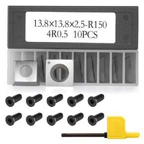 13.8x13.8x2.5mm-R150-4R0.5 Square Tungsten Carbide Replacement Cutter Inserts Knives Blades for Felder Silent-Power Spiral Cutterblock, Felder Planers Jointers,Hammer,and Format-4