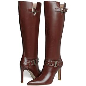 Uacllcau Knee High Boots Women Pointed Toe Tall Boots Sexy Stiletto High Heels Long Boots Fashion Trendy Buckle Dress Boots Slouch Zipper Heeled Boots