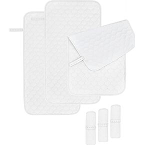 Diaper Changing Pad Liner Non-Slip, Waterproof Terry Mat, Quilted Absorbent Bassinet Liners Washable, 3 Pack