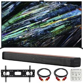 Sony XR55A95L BRAVIA XR A95L 55 inch QD-OLED 4K HDR Smart TV with Google TV (2023) Bundle with Deco Gear 60W 2.0 Channel Soundbar, 37"-100" TV Wall Mount Bracket Bundle and 6-Outlet Surge Adapter