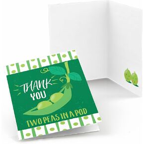 Big Dot of Happiness Double the Fun - Twins Two Peas in a Pod - Baby Shower or First Birthday Party Thank You Cards (8 count)