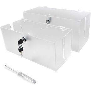 2PC Cable Management Box with Lock,Cable Organizer Box & Power Strip Cover,Frosted Acrylic, Wire Storage and Organization for Cords 2024 Upgraded,Surge Protector Power Strip,TV, Computer and Office