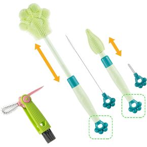 Adjustable Handle Length (10.5-13.8in) Water Cup Cleaner Bottle Brush, Silicone Baby Bottle Brush, Pot Brush Cleaner, Pink