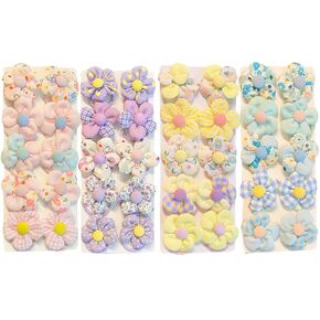 FZBNSRKO Flower Hair Ties, 40 pcs - Elastic Rubber Hair Ties with Mini Flowers for Girls, Hair Accessories for Toddlers, Kids, Teens - Peach Pink, Light Purple, Yellow, Lake Blue, Light Yellow
