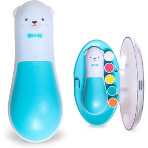 Baby Nail trimmer electric, Bear Form, Set With LED LIGHT, Safe Baby Nail Clippers And File For Newborn Toddler, Blue