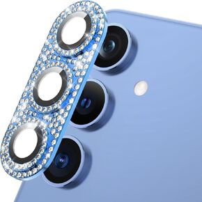 واقي عدسة الكاميرا لهاتف Samsung Galaxy S24 Plus، عدسة الكاميرا الواقية من الزجاج المقوى اللامع اللامع اللامع اللامع، شفاف عالي الدقة، جراب حلقة معدنية رفيعة للغاية، ضوء النجوم