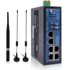 Industrial 4G LTE Router with SIM Card Slot, LTE Cat 4 Wi-Fi Cellular Router, External Detachable Antenna, VPN, RS232/RS485 M2M IoT Integration, Band Lock, and Remote Management