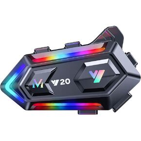 Y20 Motorcycle Helmet Bluetooth Headset, Flash Color RGB Lighting Effect, Bluetooth 5.3 Headphone, Smart Noise Reduction, HiFi Level Sound Quality, IPX6, Compatible with All Helmets