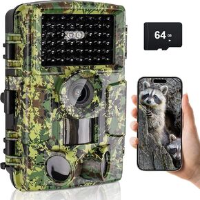 ReeMoo Trail Camera 4K 60MP WiFi Game Camera IP66 Waterproof with No Glow Night Vision120° Wide Angle Motion Activated Hunting Camera for Outdoor Wildlife Detection