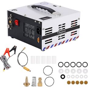 Pcp Air Compressor With Built-In Power Adapter,Oil/Water Free,Compact And Portable,4500psi/30mpa, Powered By 110v /220v Ac Or 12v Dc,Air Gun And Paintball/Scuba Tank Compressor Pump