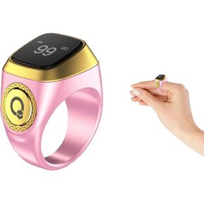 Anlising Smart Ring Counter, Smart Tasbih Zikr Ring, Muslim Islamic Prayer Smart Rings, Tasbih Counter Smart Ring, Tasbeeh Smart Counter, Digital Electronic Smart Tally Counter for Prayer (Pink, 20MM)