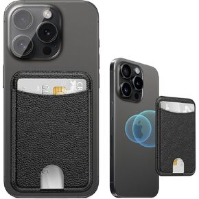 Miroddi for Magsafe Wallet Phone Magnetic Wallet Fit 4 Cards Holder for iPhone 16 15 14 13 12 Series Leather Magnet Wallet 3 Cash Holder Ultra-Thin Magnetic Wallet RFID, Carbon Fiber Black