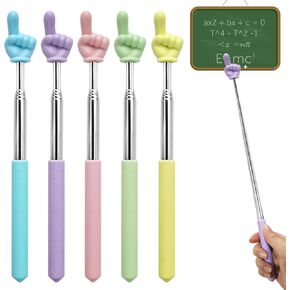 5 PCS Retractable Teacher Pointer Stick for Classroom Kids Reading Finger Pointer Stick for School Kindergarten Elementary, Classroom Supplies