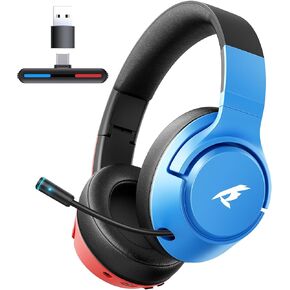 CG-01 2.4GHz Wireless Gaming Headset for Nintendo Switch丨OLED丨Lite, Bluetooth 5.4 Gaming Headphones with Noise Cancelling Microphone, 40Hr Battery, USB & Type-C Connector for PS5, PS4, PC, Laptop, Mac