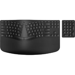 HP 960 Ergonomic Wireless Keyboard - Connect 3 Devices with Bluetooth & Unifying Dongle Connectivity - 20 Programmable Keys, Detached Numeric Keypad - Extra-Large Foam Wrist Rest, Long Battery Life