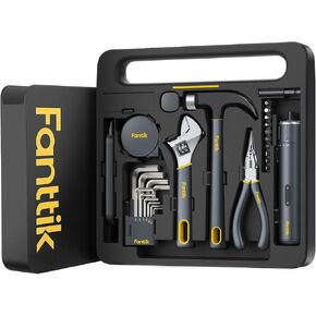 Fanttik S1 NEX Studio Electric Screwdriver Tool Kit, 3 Torque Settings, Max 6N.m, 10 Magnetic Bits, 7 Types Tools, Hex Keys, Spanner, Claw Hammer, Household Tool Kits for Home Repairs, Idea DIY