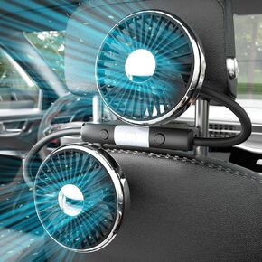 Car Fan for Backseat Portable with Led Lights USB Fan for Car Cooling Fans for Kids 360 Degree Car Rear Headrest Fan Dual Head 3 Speeds Car Back Seat Fan for Sedan Vehicles RV SUV Truck in Saudi Arabia