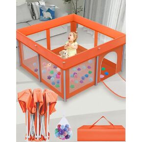Foldable Playpen 50x50, Foldable Ultra-Portable Baby Playpen, Instantly Deployed in Three Seconds, Safe Baby Playard with Soft Breathable Mesh, Perfect Activity Center for Baby's Play, Beige