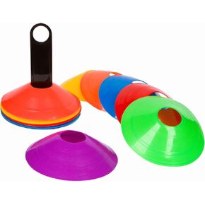 Plastic Disc Cone Sports Training Gear with Carrier, Pack of 24 (Orange, 2-Inch)