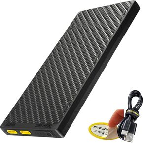 Nitecore NB10000 Gen III (Gen 3) Ultra-Slim Power Bank, 10000mAh QC Quick-Charge Dual USB-C Ports for Phones Flashlights and Headlamps, with USB-A Adapter and USB-C Cable Sticker