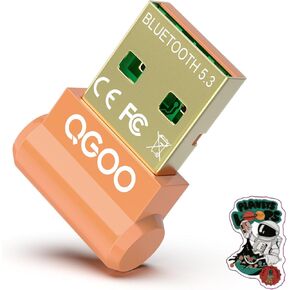 USB Bluetooth Adapter for PC - QGOO Bluetooth Dongle 5.3 EDR, Wireless Bluetooth Receiver for Desktop Computer Laptop Bluetooth Windows 8.1/10/11（orange-199）
