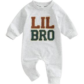 Baby Boy Girl Fall Jumpsuit Letter Print Round Neck Long Sleeve Full Length Romper Baby Clothing