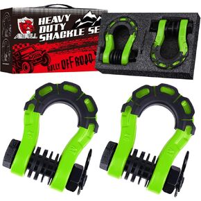 Shackles Upgrade 3/4" D Ring Shackle (2 Pack) 70,000 lbs Break Strength with 7/8" Pin, Isolator and Washer Kits for Use with Tow Strap, Winch, Off-Road Truck Vehicle Recovery, Red