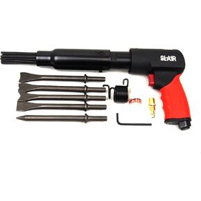 SLAIR 2 in 1 Pistol Air Pneumatic Needle Scaler Hammer Chisel 5000BPM 19 Needles 5 Chisels Remove Paint Rust Welding xx588