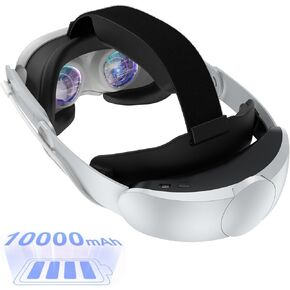 Head Strap Battery for Meta Oculus Quest 3, 10000mAh Adjustable Elite Strap with Battery Pack, Enhanced Comfort and Gaming Playtime, Fast Charging and Counter Balance for Quest 3 Accessories (While)
