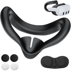 【New Upgrade for 2024】 Silicone Face Pad Cover Kit for Meta Quest 3, Specially Designed for Meta Quest 3 Facial Interface, Meta Quest 3 Accessories, EVA Lens Cap, Rocker Cap