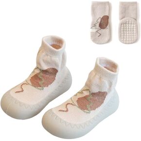 Baby First Walking Slipper Toddler Non-skid Floor Socks Shoes for Girls Boys 2 Pairs Set with Unisex Grippy Socks