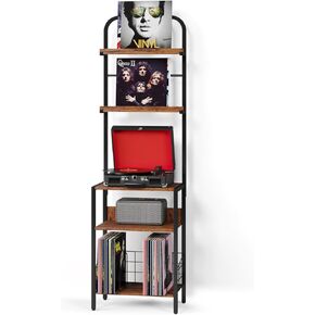 Record Player Stand, Turntable Stand with 2-Tier Vinyl Record Storage, Record Player Table Up to 200 Albums, End Table for Vinyl Records, Vinyl Record Holder for Living Room