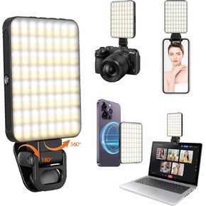 Magnetic LED Portable Phone Light Clip, Selfie Light for Phone, MagSafe, 6 oz, Light for iPhone/Laptop/Camera, 10-Hours Working, 3 Lighting Mode, Selfie Light for YouTube/TikTok/Instagram/Vlog