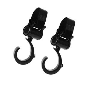 Stroller Hook - 2 Pack of Multi Purpose Hooks - Strap, Clip or Hanger for Baby Diaper Bags, Groceries, Clothing, Purse to Your Pram or Buggy - Great Accessory for Mommy When Jogging