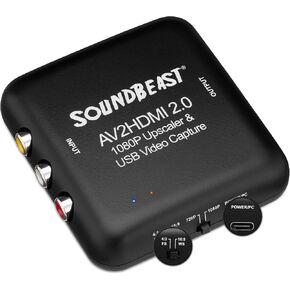 SoundBeast AV to HDMI Converter & Recorder 2.0 - AV RCA Composite to 1080P HDMI TV Upscaler - for VCR, VHS, DVD, Camcorder, Hi8, Gaming - 4:3 Aspect Ratio - USB Video Capture