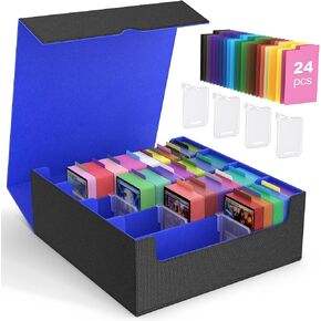 MoKo Trading Card Storage Box, 3000+ MTG Deck Box with 24 Colorful Dividers & 4 Card Supporters, Commander Card Deck Case Fits for Magic Game Cards, YugiOh, TCG, PTG and Sport Cards, Black Red