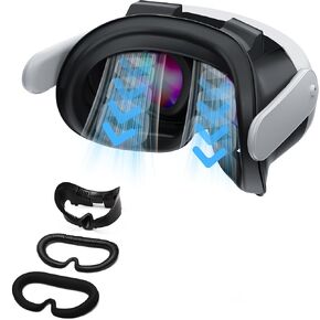 Cooling Fan for Meta Oculus Quest 3 Facial Interface with Soft PU Face Cover Pad, Replacement Facial Interface Relieve Lens Fogging, Upgraded Ventilation Glasses Masks VR Oculus Quest 3 Accessories